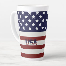 Taza De Café Latte Patrón estadounidense de bandera de Estados Unidos