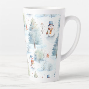 Taza De Café Latte Patrón feliz de nieve