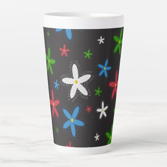 Taza De Café Latte Patrón floral (Anverso)