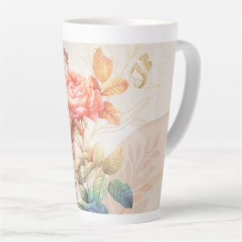 Taza De Café Latte patrón floral