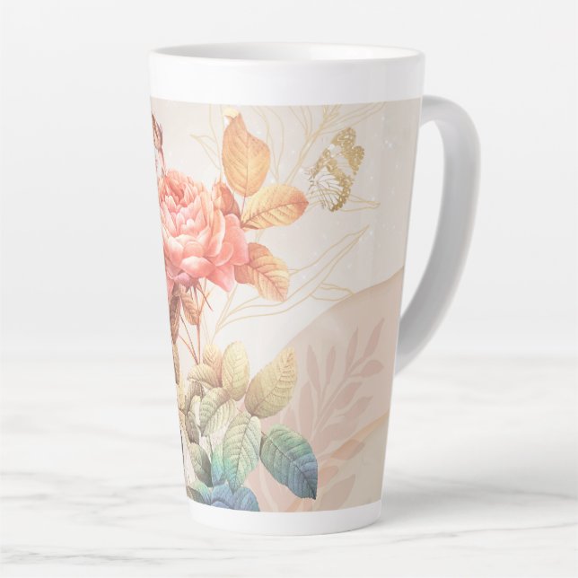 Taza De Café Latte patrón floral (Ángulo derecho)