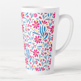 Taza De Café Latte Patrón floral ascendente de color de agua
