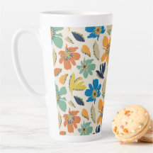 Patrón floral boho dibujado a mano abstracto