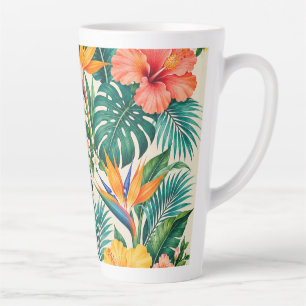 Taza De Café Latte Patrón floral botánico paraíso tropical