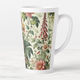 Taza De Café Latte Patrón floral botánico sin mar