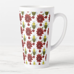 Taza De Café Latte Patrón floral de abejas