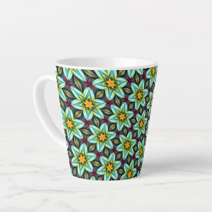Taza De Café Latte Patrón floral de estrellas verdes
