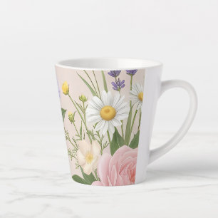 Taza De Café Latte Patrón floral de jardín de rosas de rubor romántic