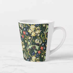 Taza De Café Latte Patrón floral de Lirio Dorado Vintage William Mor