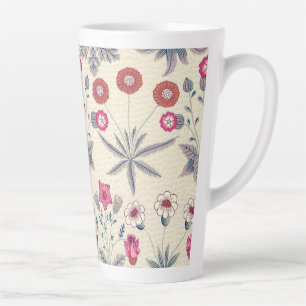 Taza De Café Latte Patrón floral de margarita William Morris rojo nar