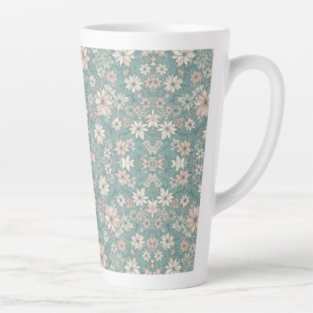 Taza De Café Latte Patrón floral de todo sobre la luz (Derecha)