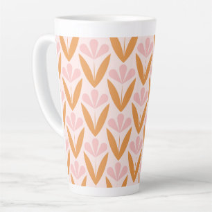 Taza De Café Latte Patrón floral escandinavo, estilo retro, centro me