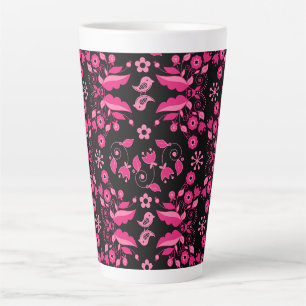 Taza De Café Latte Patrón floral escandinavo rosa moderno