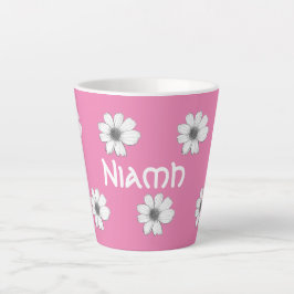 Taza De Café Latte Patrón floral Nombre personalizado rosa