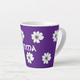 Taza De Café Latte Patrón floral púrpura