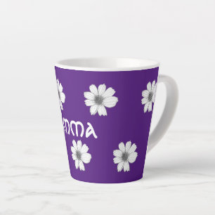 Taza De Café Latte Patrón floral púrpura