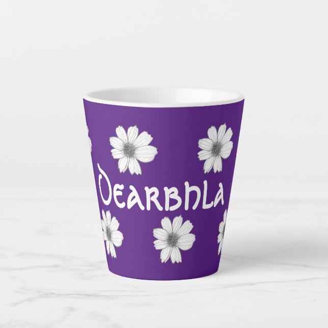 Taza De Café Latte Patrón floral púrpura (Anverso)