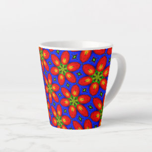 Taza De Café Latte Patrón floral rojo curado