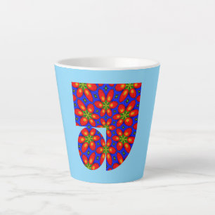 Taza De Café Latte Patrón floral rojo curado
