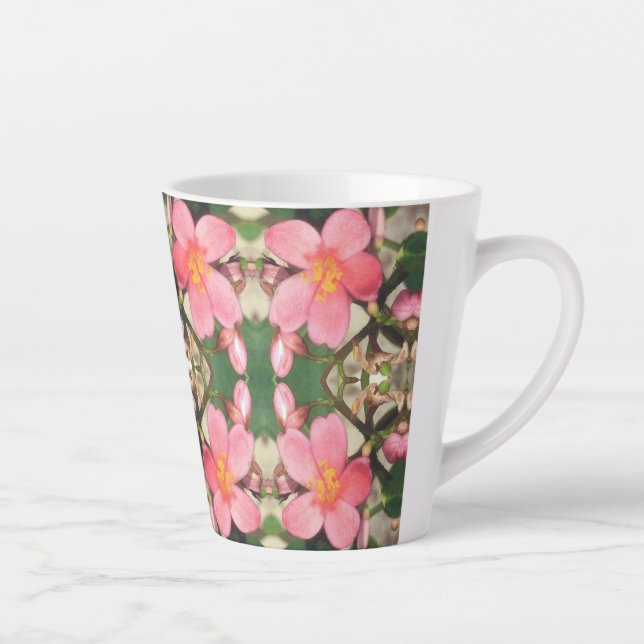 Taza De Café Latte Patrón floral rosado (Derecha)