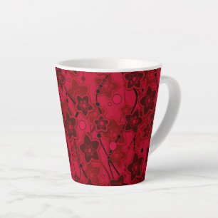 Taza De Café Latte patrón floral rústico retro de moda marrón rojo