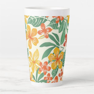 Taza De Café Latte Patrón floral tropical vibrante