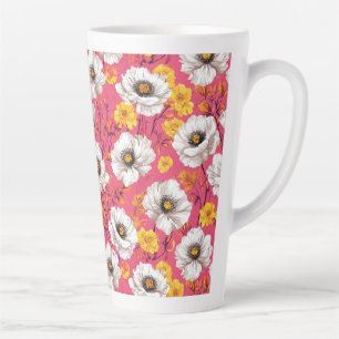 Taza De Café Latte Patrón floral vibrante