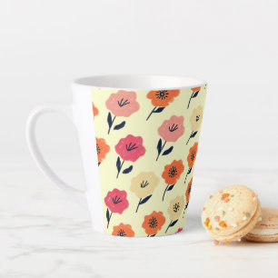 Taza De Café Latte Patrón floral vibrante