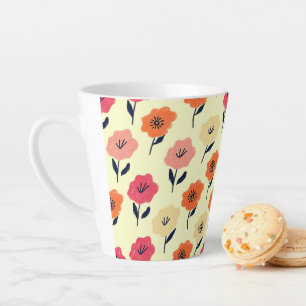 Taza De Café Latte Patrón floral vibrante