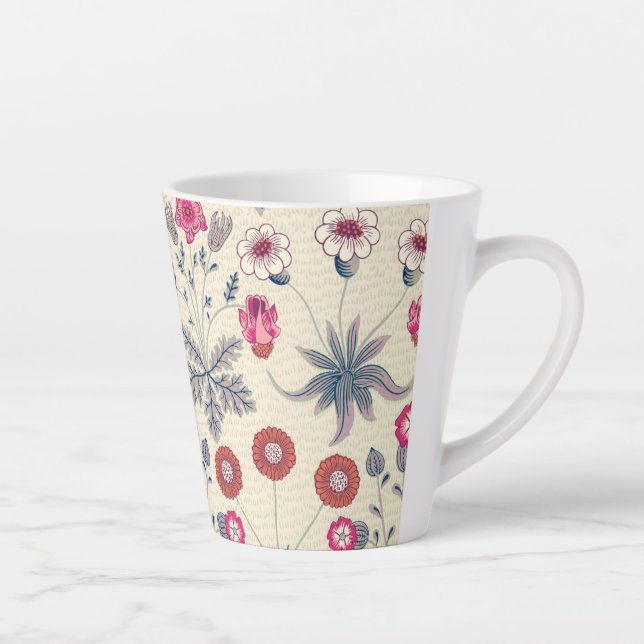Taza De Café Latte Patrón floral William Morris Daisy Naranja rojo (Derecha)