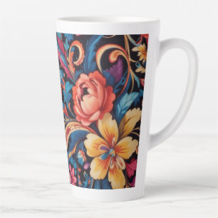 Taza De Café Latte Patrón floral y de cachemir