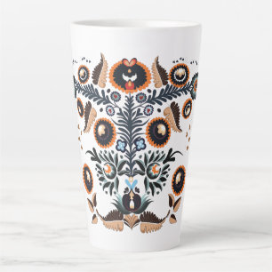 Taza De Café Latte Patrón Folk Boho