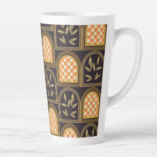 Taza De Café Latte Patrón geométrico floral art déco de lujo sin fisu