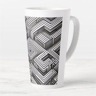 Taza De Café Latte Patrón geométrico monocromo abstracto moderno y at