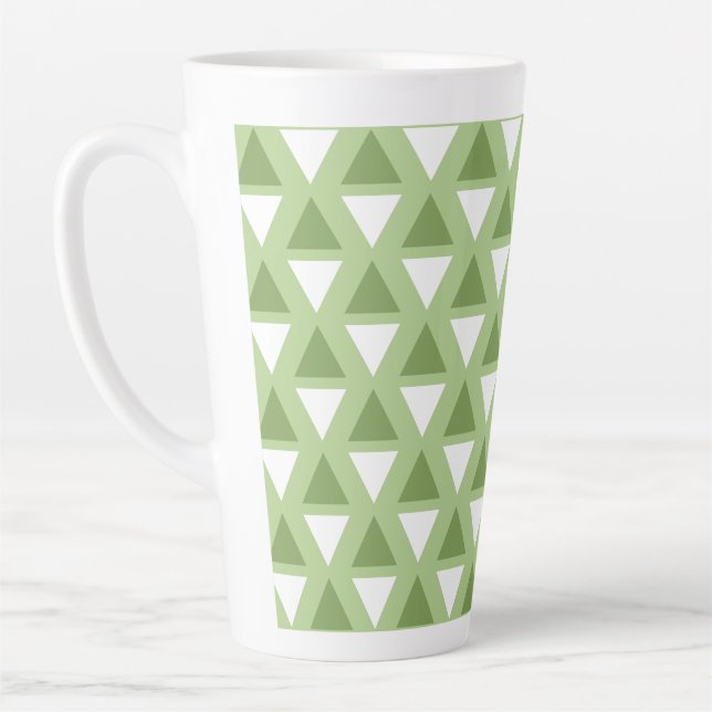 Taza De Café Latte Patrón geométrico verde pastel simple (Izquierda)