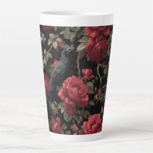 Taza De Café Latte Patrón gótico con rosas y cuerdas rojas