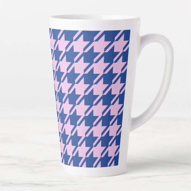 Taza De Café Latte Patrón grande rosado y azul (Derecha)