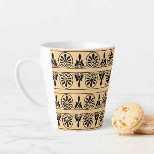 Taza De Café Latte Patrón griego árabe-mediterráneo marrón