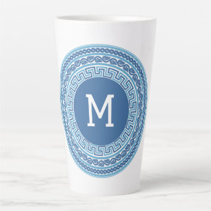Taza De Café Latte Patrón griego monograma personalizado