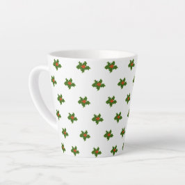 Taza De Café Latte Patrón Holly de navidades
