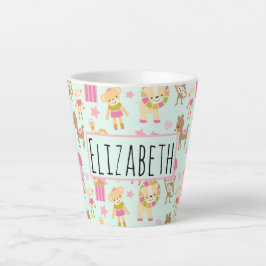 Taza De Café Latte Patrón lindo con animales y juguetes sensacionales