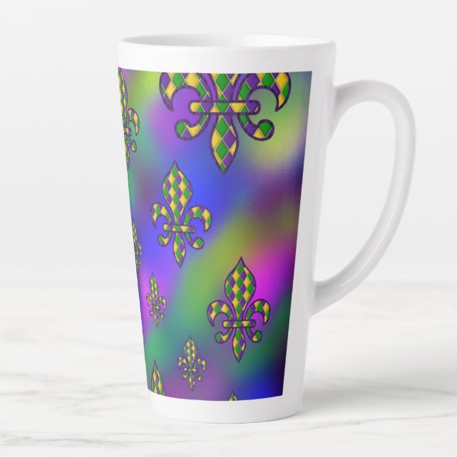 Taza De Café Latte Patrón Mardi Gras (Derecha)