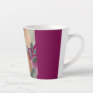 Taza De Café Latte Patrón Mínimo de Hoja Botánica