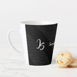 Taza De Café Latte Patrón negro moderno geométrico monograma person