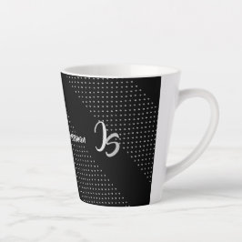 Taza De Café Latte Patrón negro moderno geométrico monograma personal