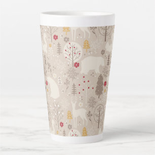 Taza De Café Latte Patrón nórdico de animales de la Tierra de bosque