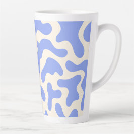 Taza De Café Latte Patrón ondulado orgánico beige azul