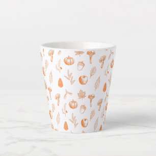Taza De Café Latte Patrón Otoñal Acogedor
