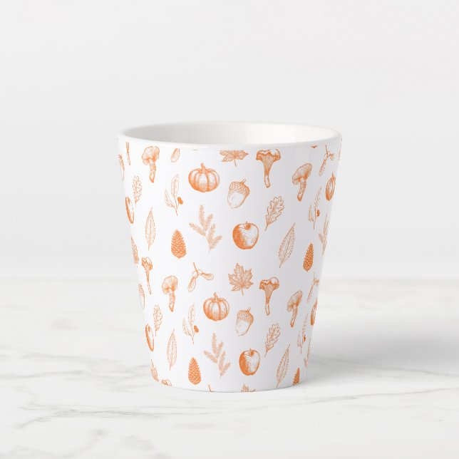 Taza De Café Latte Patrón Otoñal Acogedor (Anverso)