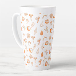 Taza De Café Latte Patrón Otoñal Acogedor